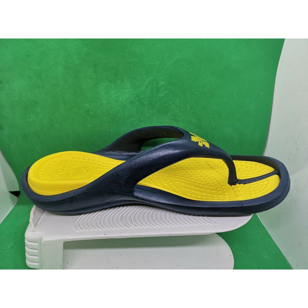 Crocs Modi Michigan Flip Sandals Super Cushy Blue Yellow Size 10 - Picture 6 of 11